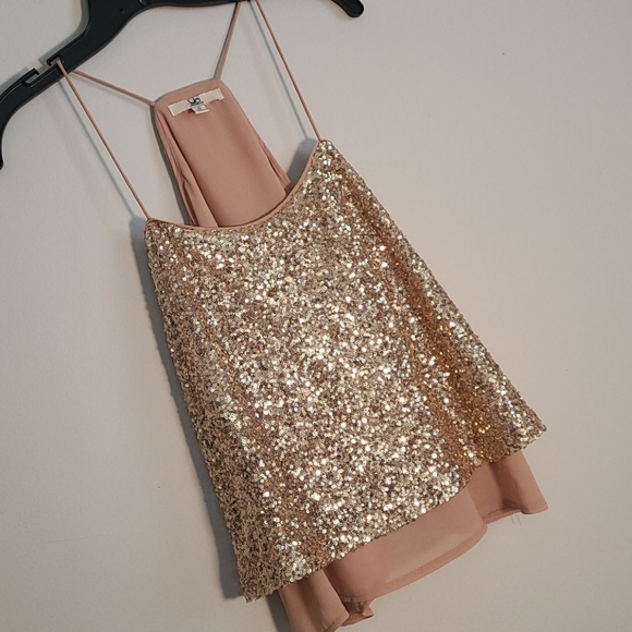 Ya Los Angeles sequin sparkle spaghetti strap tank - Picture 1 of 4